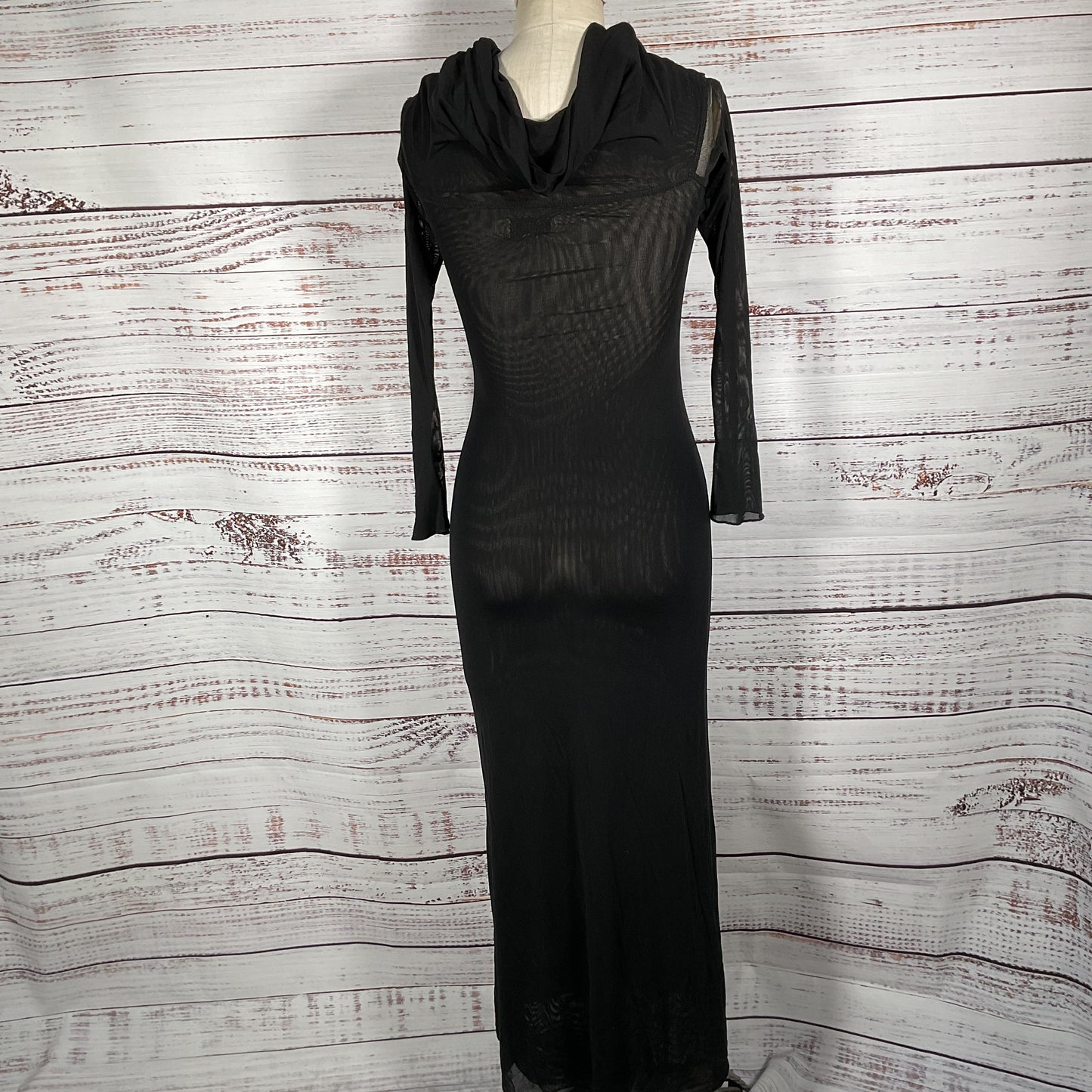 Meshki Long Sleeve Sheer Black Mesh Dress - Size XS