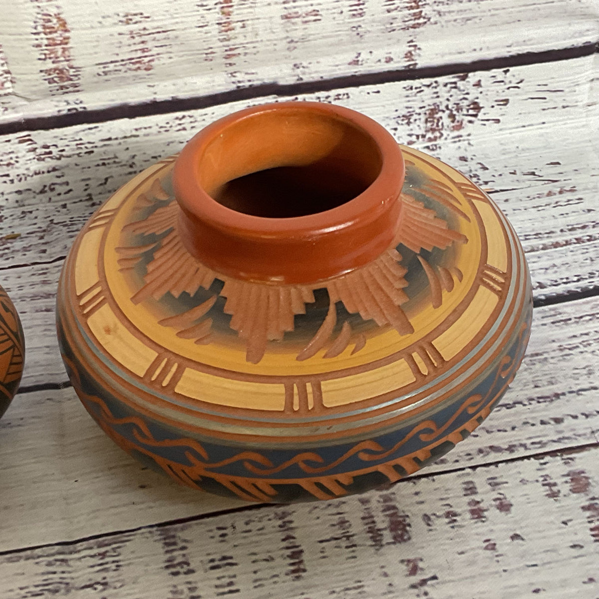 VTG. Signed ANA TRILLO & VC Etched Clay Pottery-
