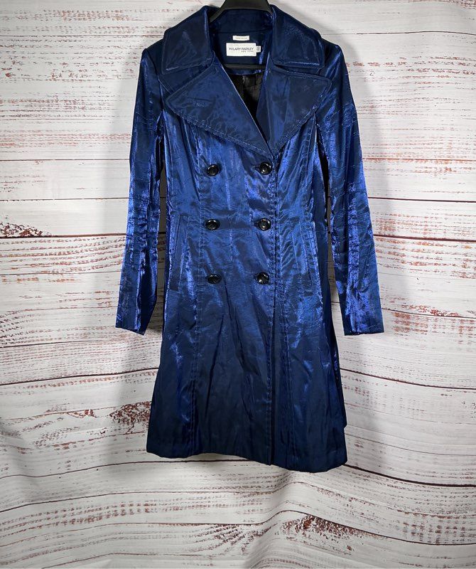 Women's Hillary Radley Electric Blue Trench Coat Size XS