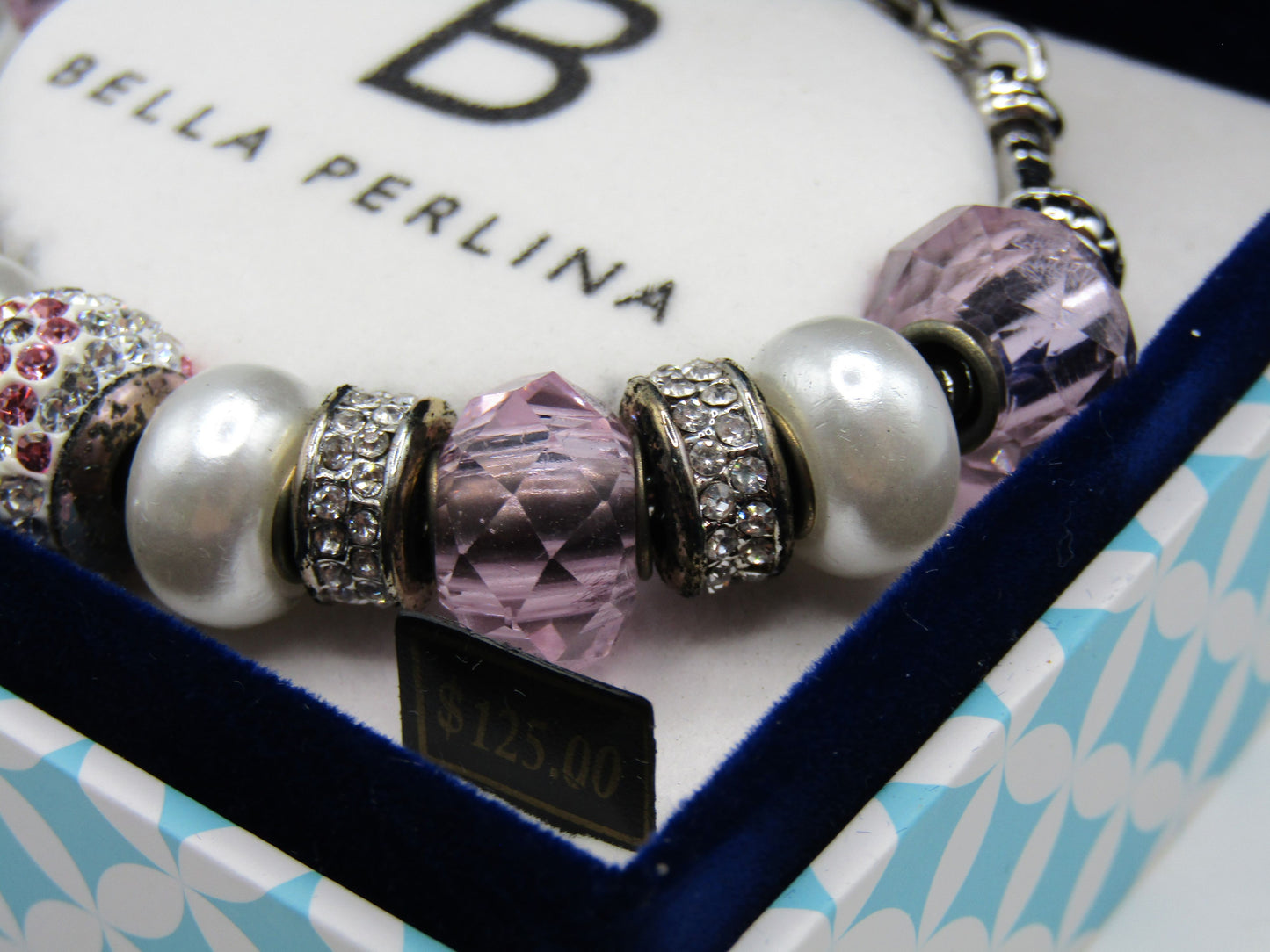 Bella Perlina Faux Pearl Crystal Accent Bracelet BP50047MS