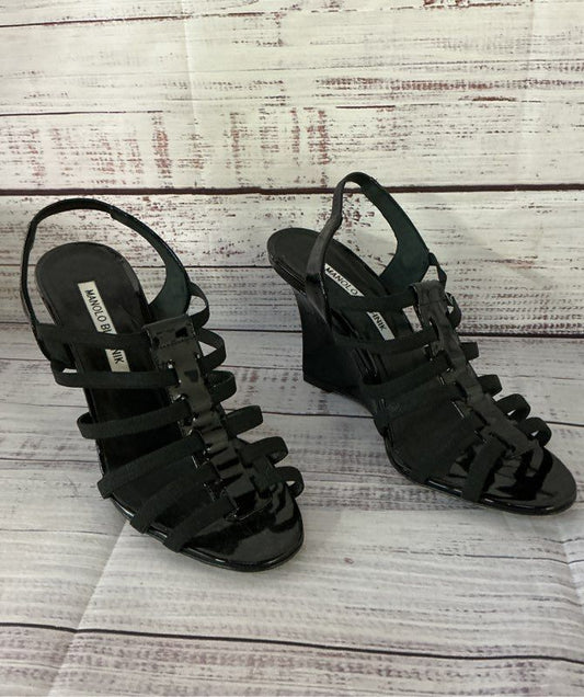 Women's Manolo Blahnik Black Wedge Sandal Size 35.5 US Size 5
