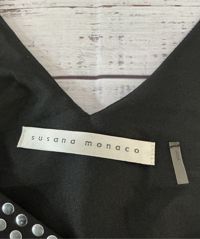 NWT Women's Susana Monaco Black Top with Silver Studs Size 10
