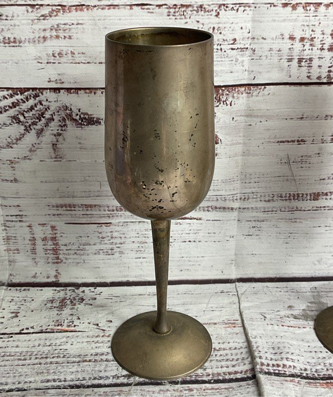 Vintage 8" Set of 2 Goblets Silver Plated