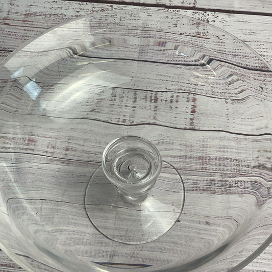Tiffany & Co 10" Clear Glass Pedestal Serving Bowl