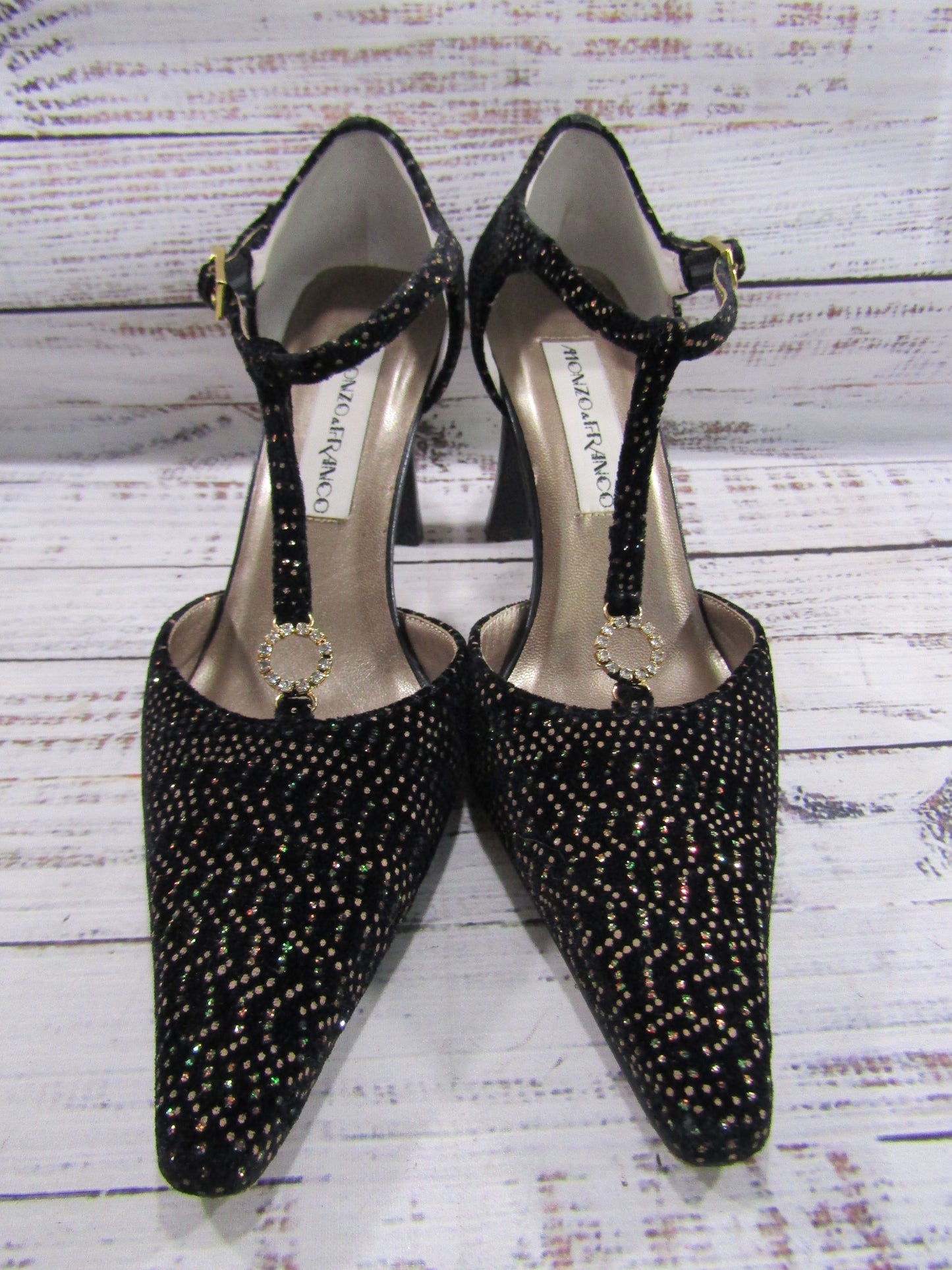 Monzo & Franco Tango Women's Black Ankle Strap Heel Size 7.5