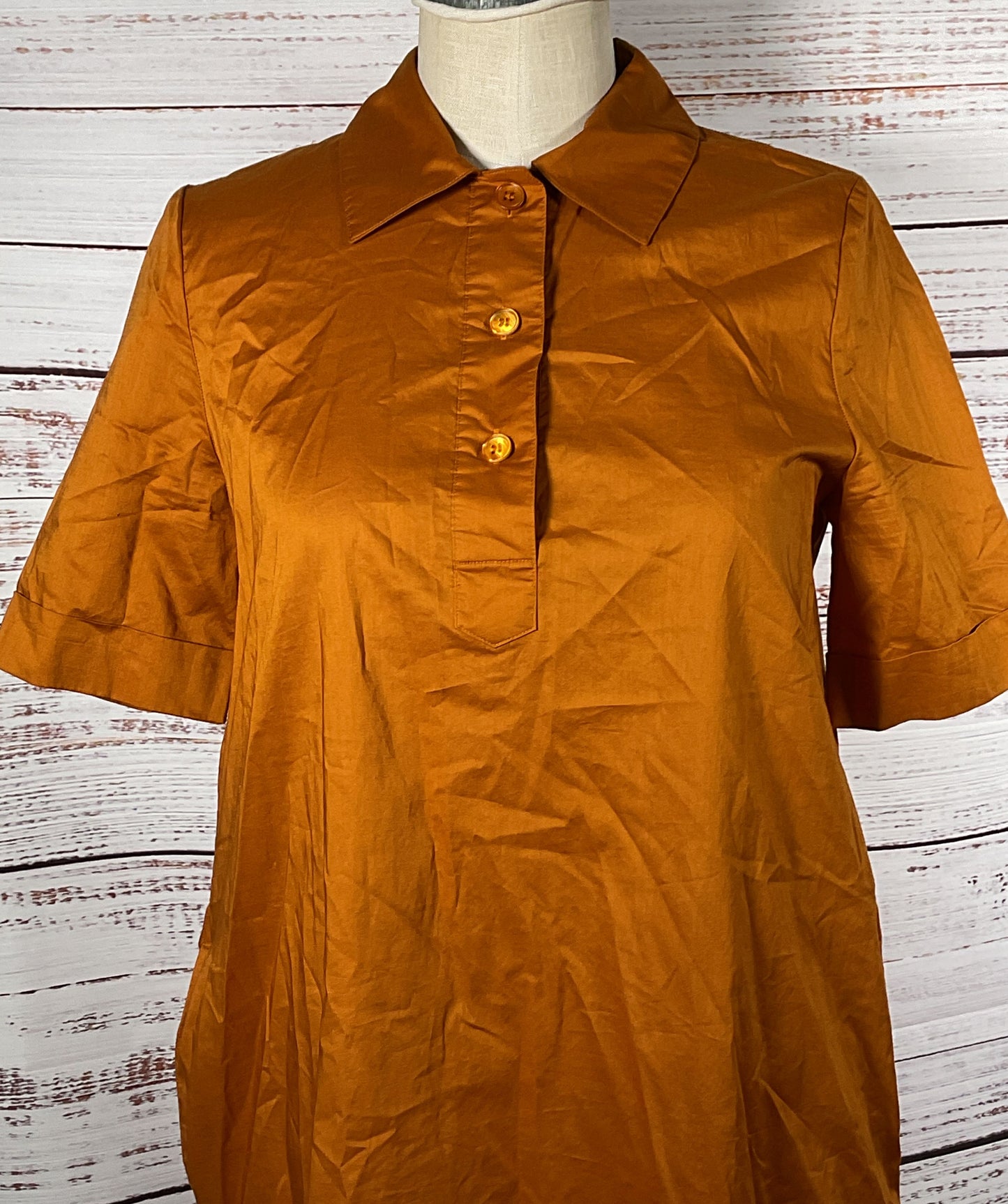 Comptoir Des Cotonniers Cotton Veil Short Sleeve Polo Dress Orange 38