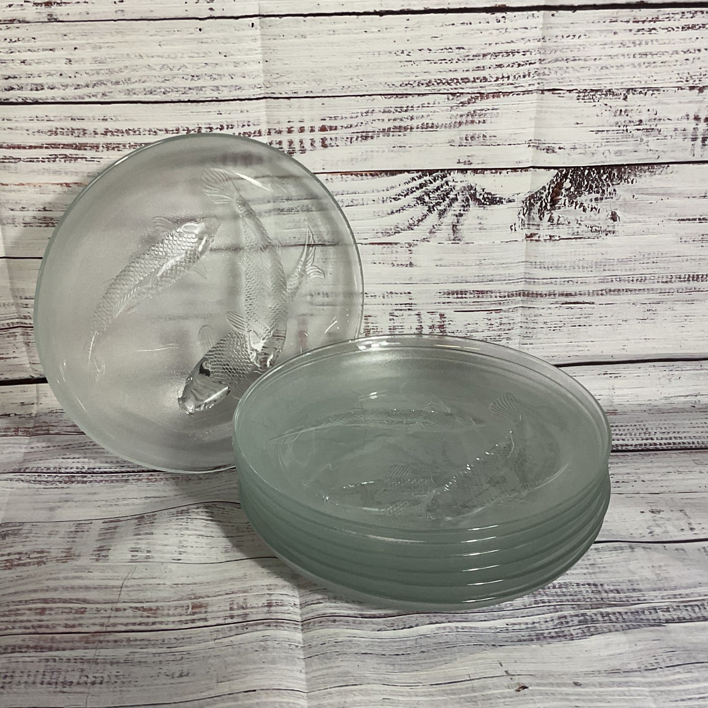 VTG. FIRNA Indonesia Koi Fish 9" Glass Plates