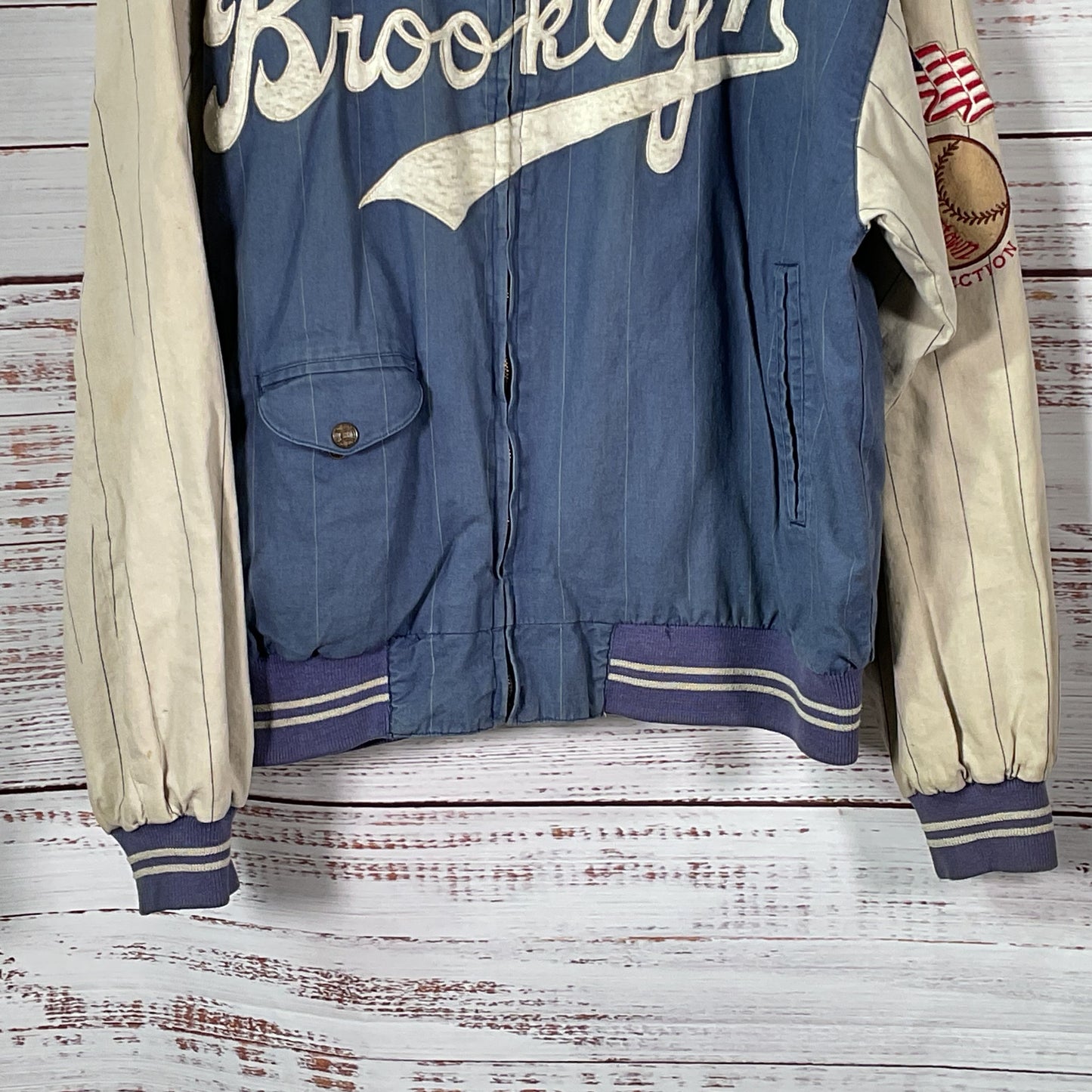 VTG. COPPERTOWN Collection Brooklyn Dodgers Reversible Bomber Jacket- SZ M