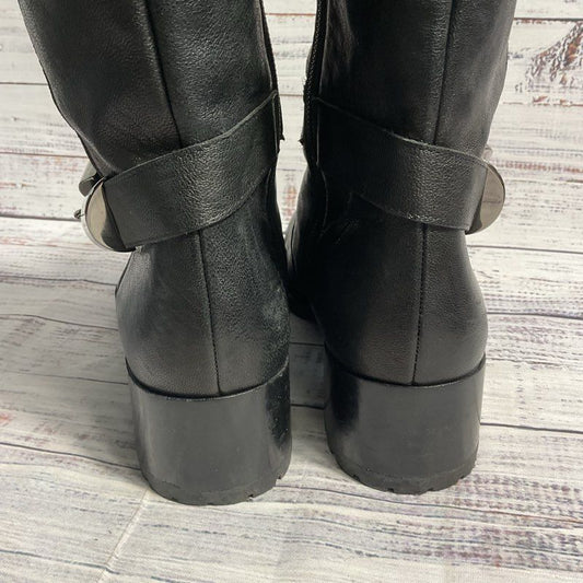 Stuart Weitzman Skipper Black Leather Biker Moto Boot Women's 7.5 US