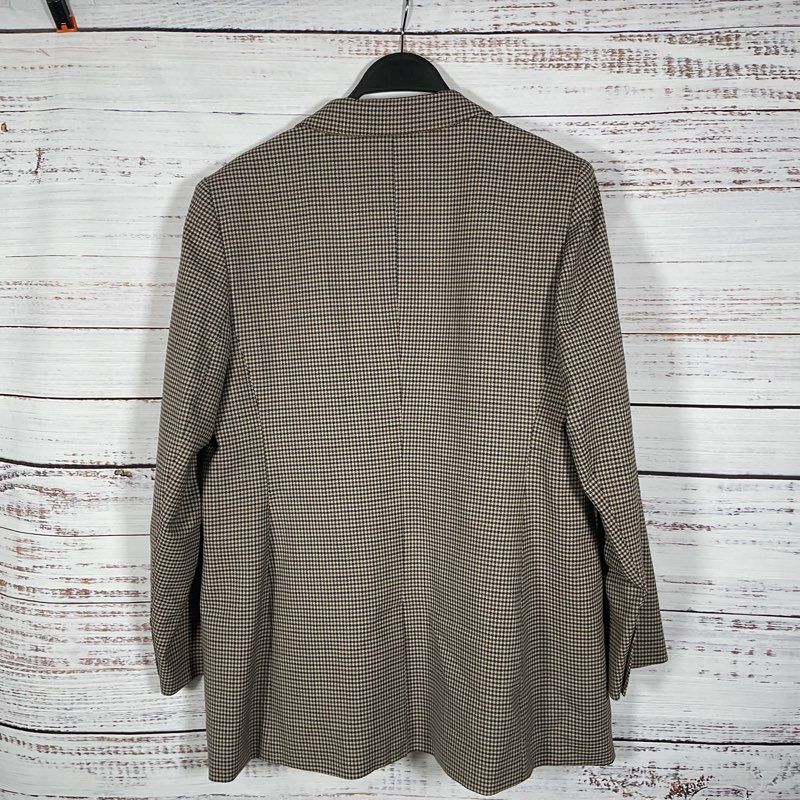 NWT Banana Republic Fabbrica Alta Tan Plaid Wool Blend Jacket - Size 14