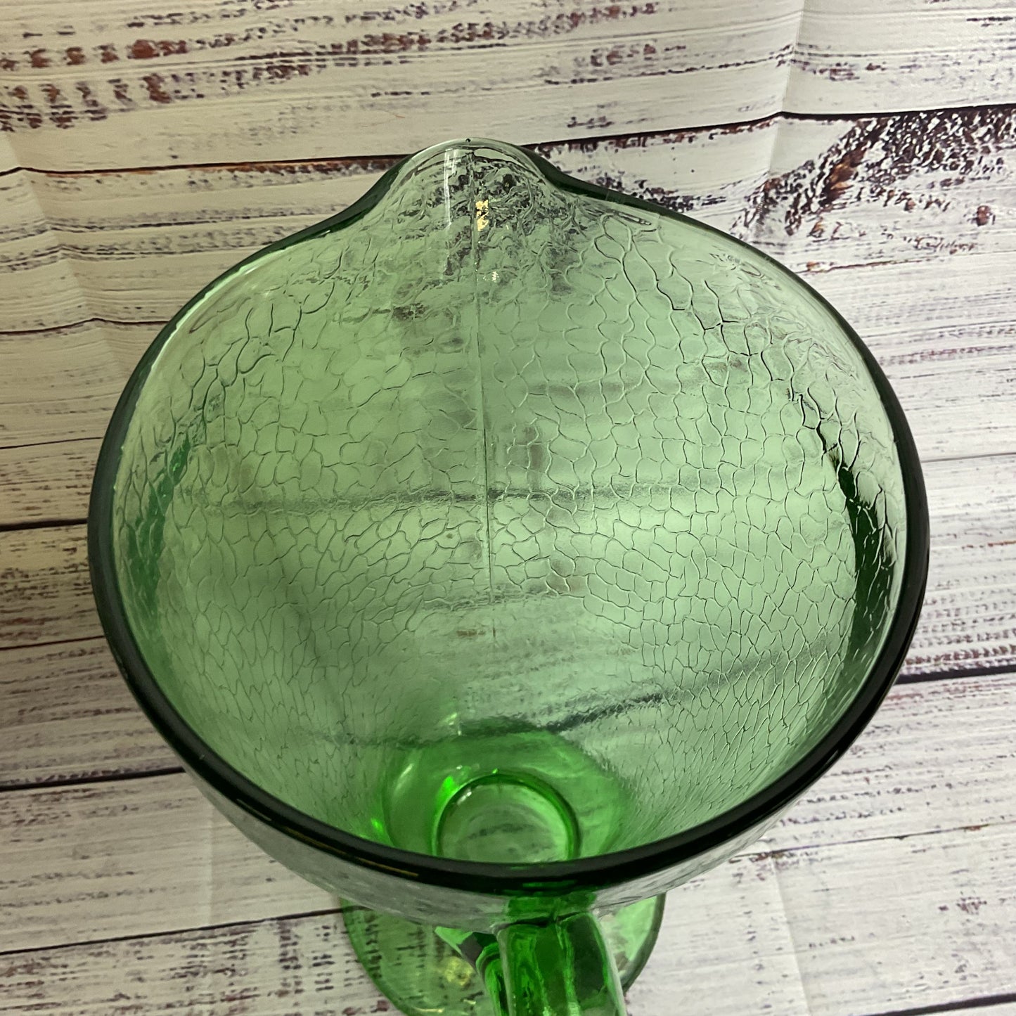 VTG. McKEE?? Green Crackle Glass Pitcher- 9"