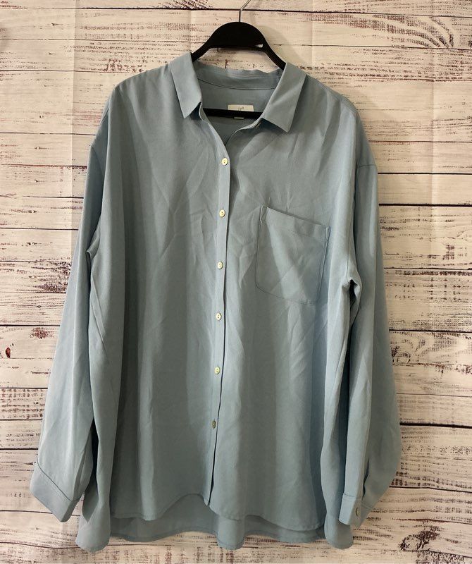 NWT Women's J. Jill Light Blue Button Down Blouse Size XL
