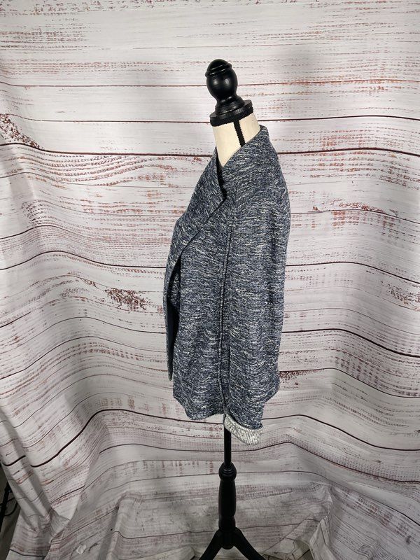 Vince Blue Draped Open Front Knit Cascade Cardigan Size S Cotton Blend