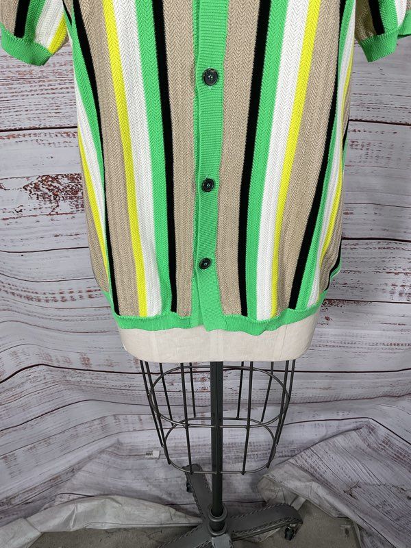 Amaranto Womens Multicolor Striped Buttoned Collared Shirt Linen Blend XXL Italy