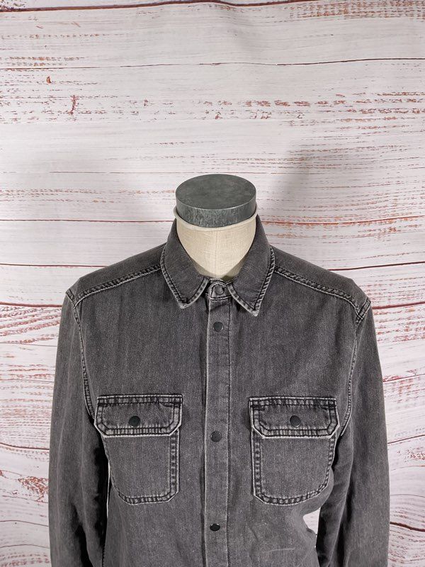 ALLSAINTS Small Denim Shirt BROADMOOR SHIRT Washed Black