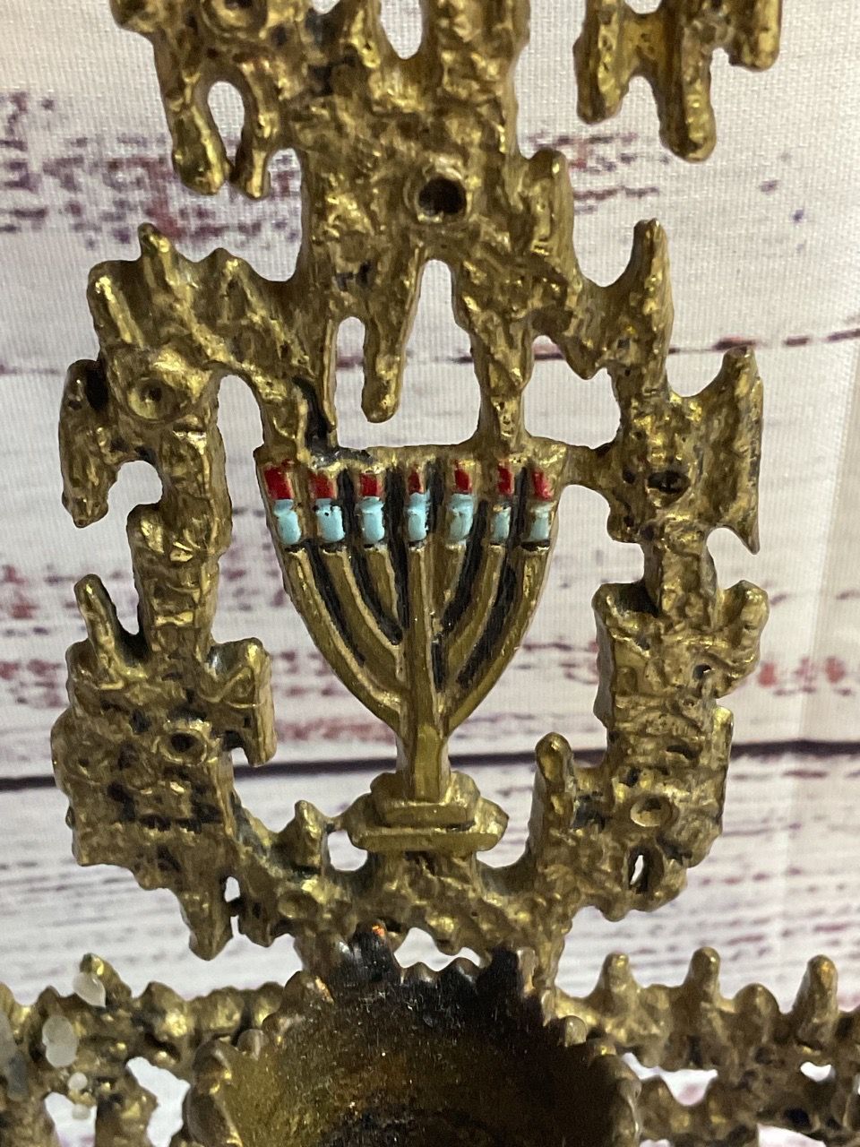 Jewish Weinberg Candlestick Brutalist Wall Mounted Menorah