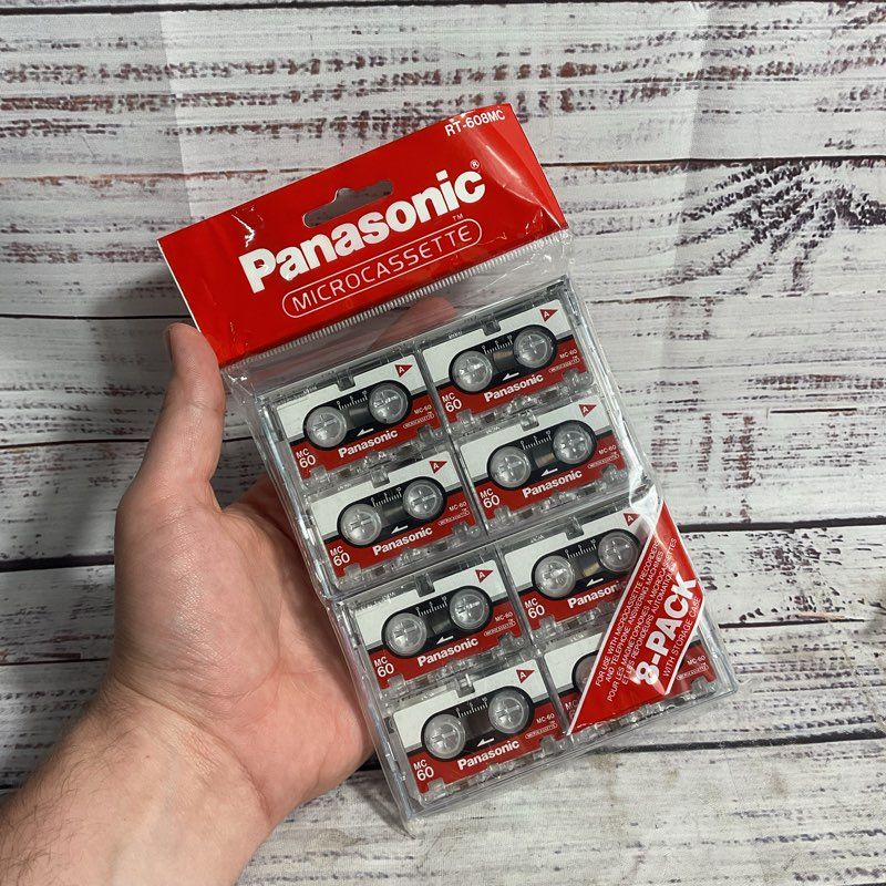 Panasonic Microcassette Tape 8 Pack Sealed W/ Storage Cases