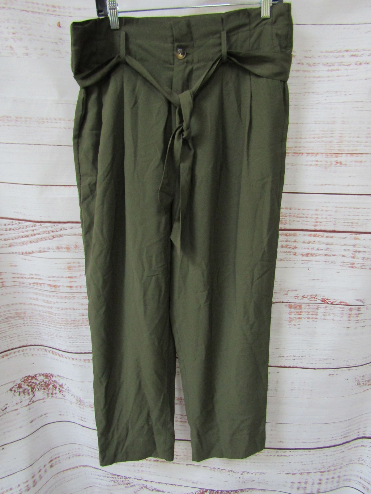 Madewell Women's Green Drapey Paperbag Pants Size 12 L0375