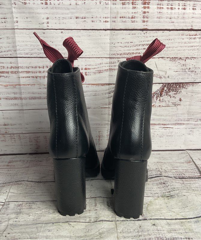 Schutz Leather Zara Lace-Up Boots Black 5