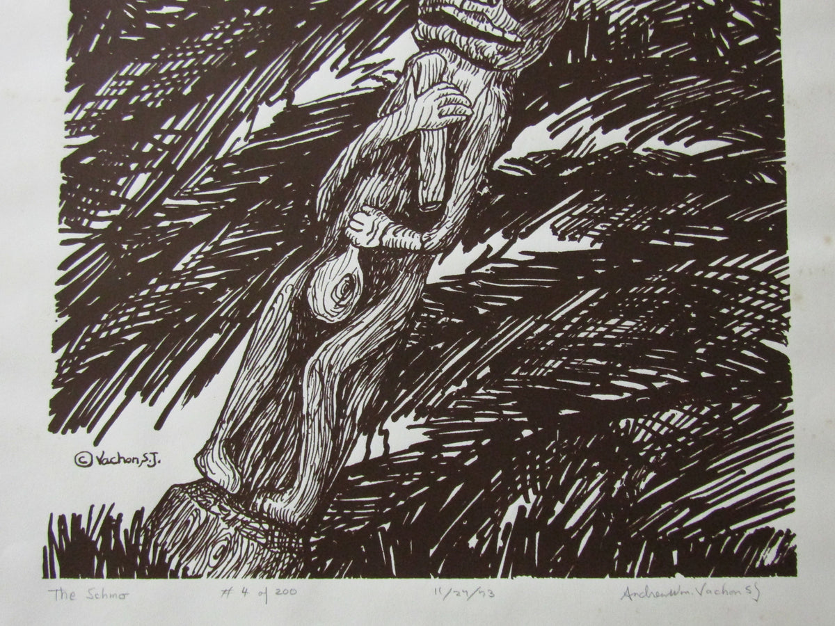 Vintage 1973 Andrew William Vachon Pencil Singed Totem Pole Print 4 of 200
