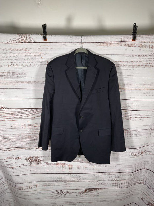 Burberry London Men's Navy Blue Wool Size 46L Suit Jacket