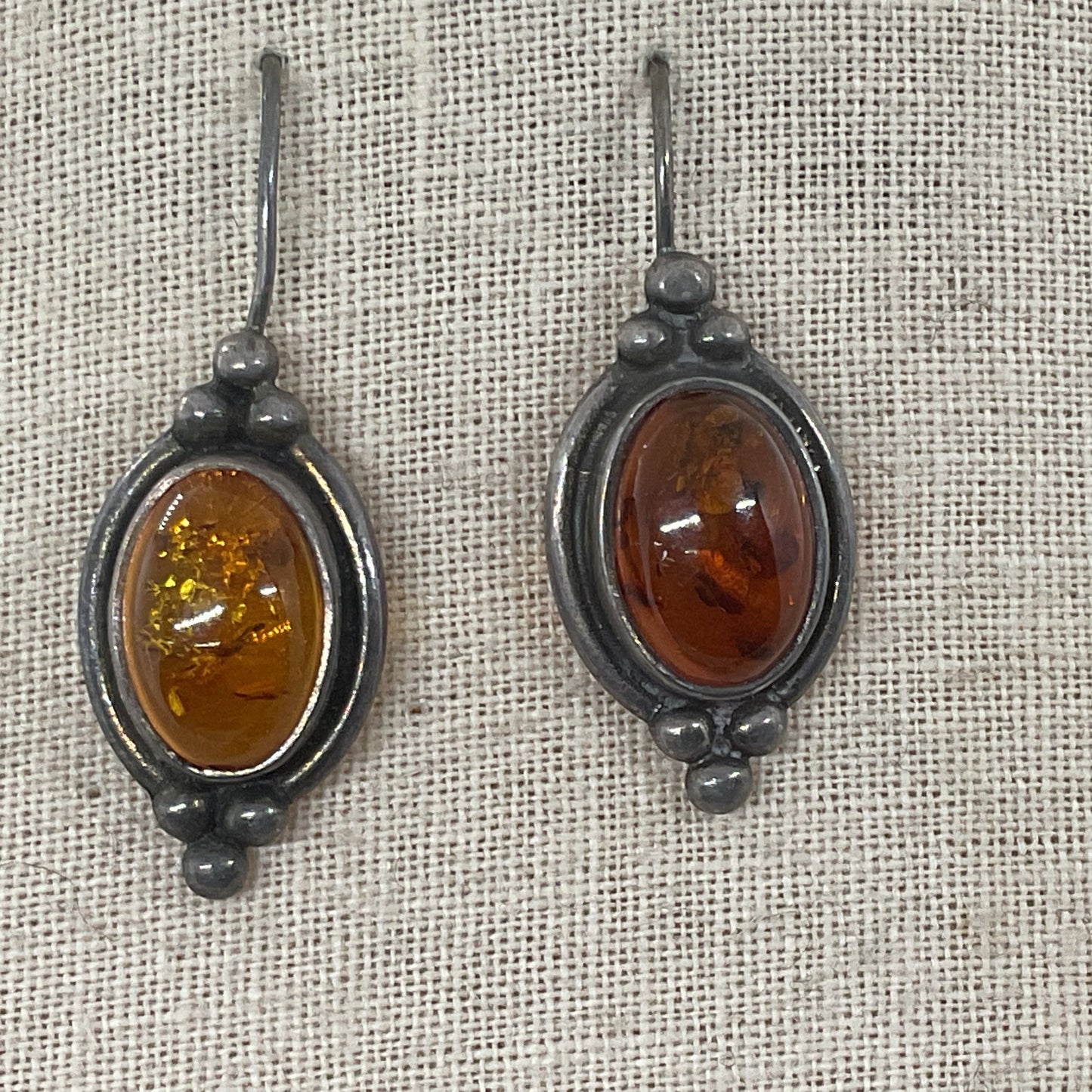 2 Pairs of Sterling Silver & Amber Dangle Earrings- 8.76g