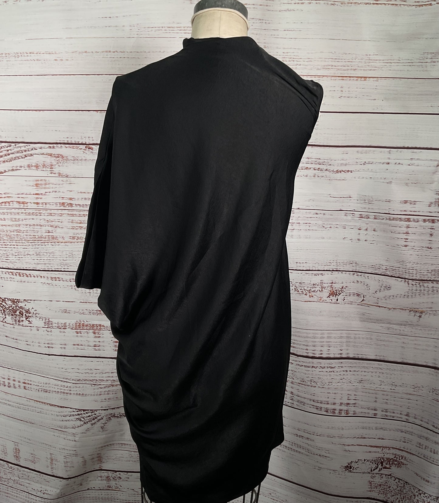 Helmut Lang Draped Asymmetrical Long Tunic Top Black P
