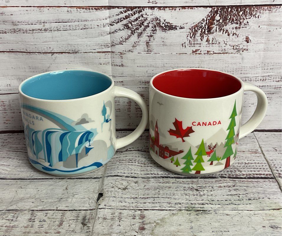Starbucks You Are Here Canada Niagara Falls Set of 2 Mugs Multicolor