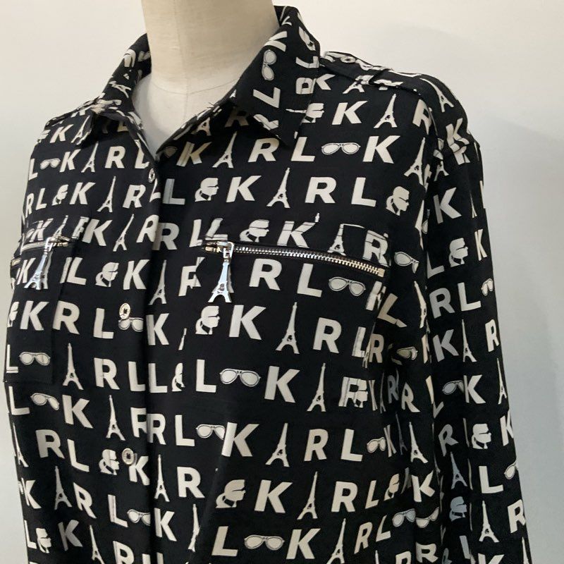 KARL LAGERFELD Monogram Waist-Tie Shirt- SZ S