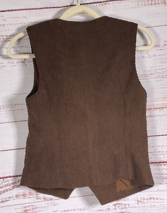 Commense Corduroy V-neck Buttoned Vest Brown XS