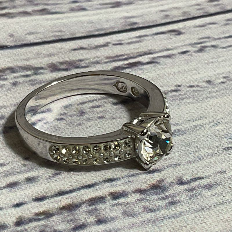 SWAROVSKI Silver Tone Crystal Ring- SZ 8