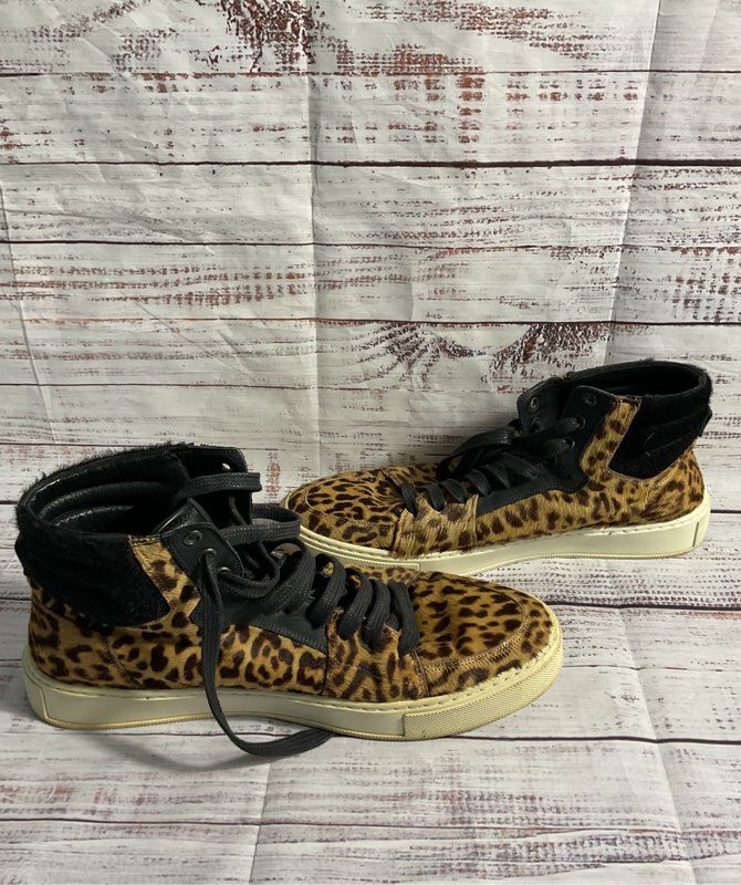 Yves Saint Laurent YSL Leopard Print Pony Hair Sneakers Women's Size 42 EU 11 US