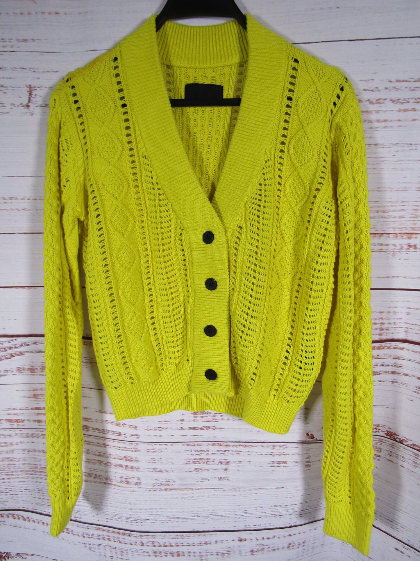 RTA Hunter Women's Yellow Knit Cotton Cardigan Sweater Size XS