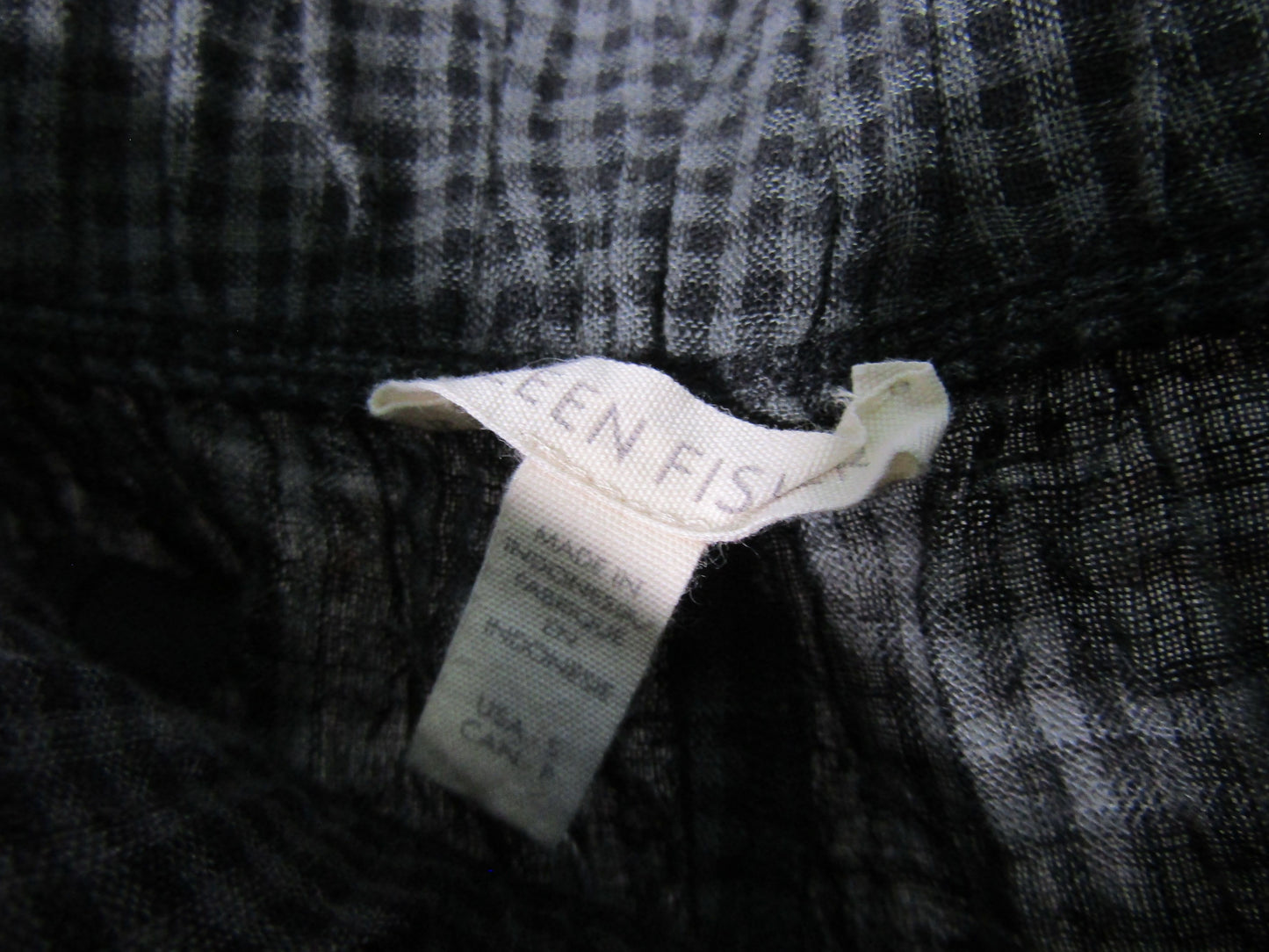 Eileen Fisher Women's Gray Microcheck Organic Linen Pants Size S