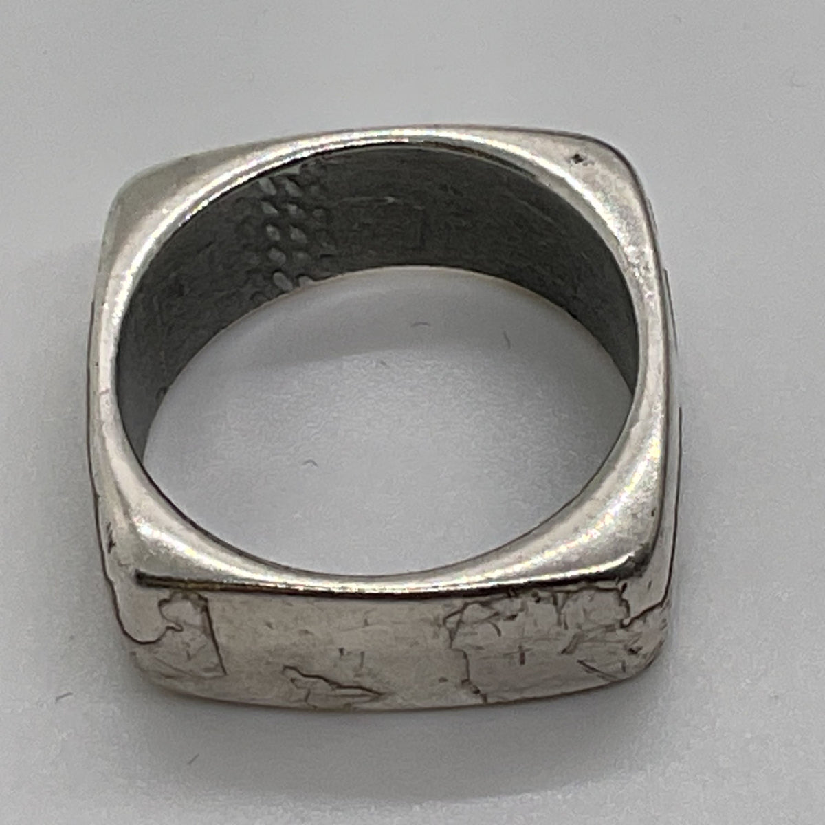 Corlù 1979 Italy Sterling Silver Rhodium Plated Square SZ 5.75 Ring- 4.76g