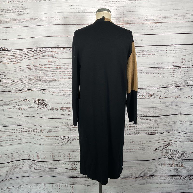 Worth New York Walking Cardigan Black/Camel/Rust Long Sweater - Size S
