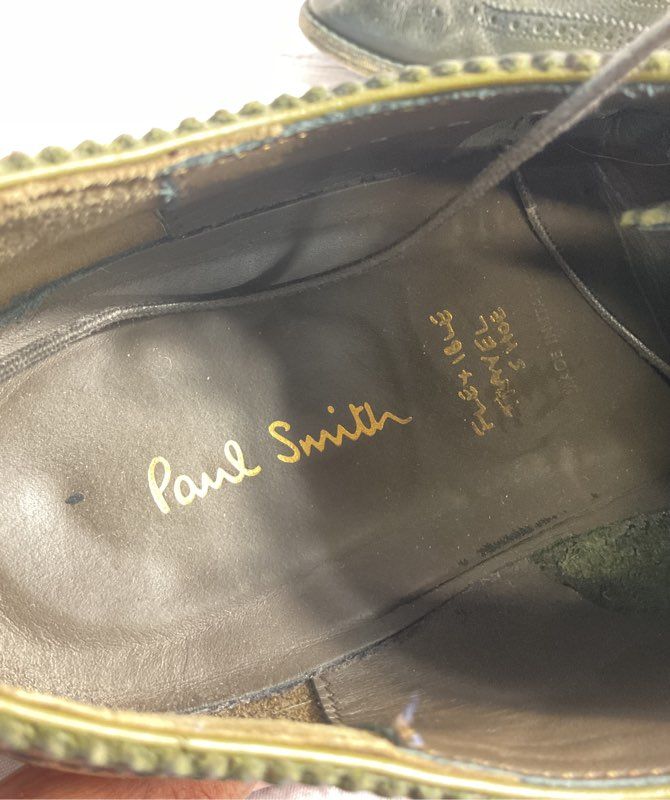 Paul Smith Men's Wingtip Green Leather Oxford Dress Shoes Size 10