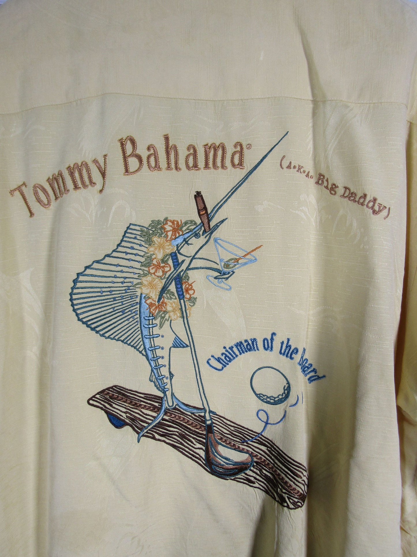 Tommy Bahama Big Daddy Chairman of The Board Men's Yellow Short Sleeve Shirt
