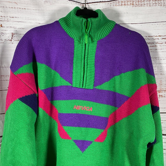 VTG NEVICA 100% Wool Color Block Ski Snowboard Pullover Sweater SEE MEASUREMENTS