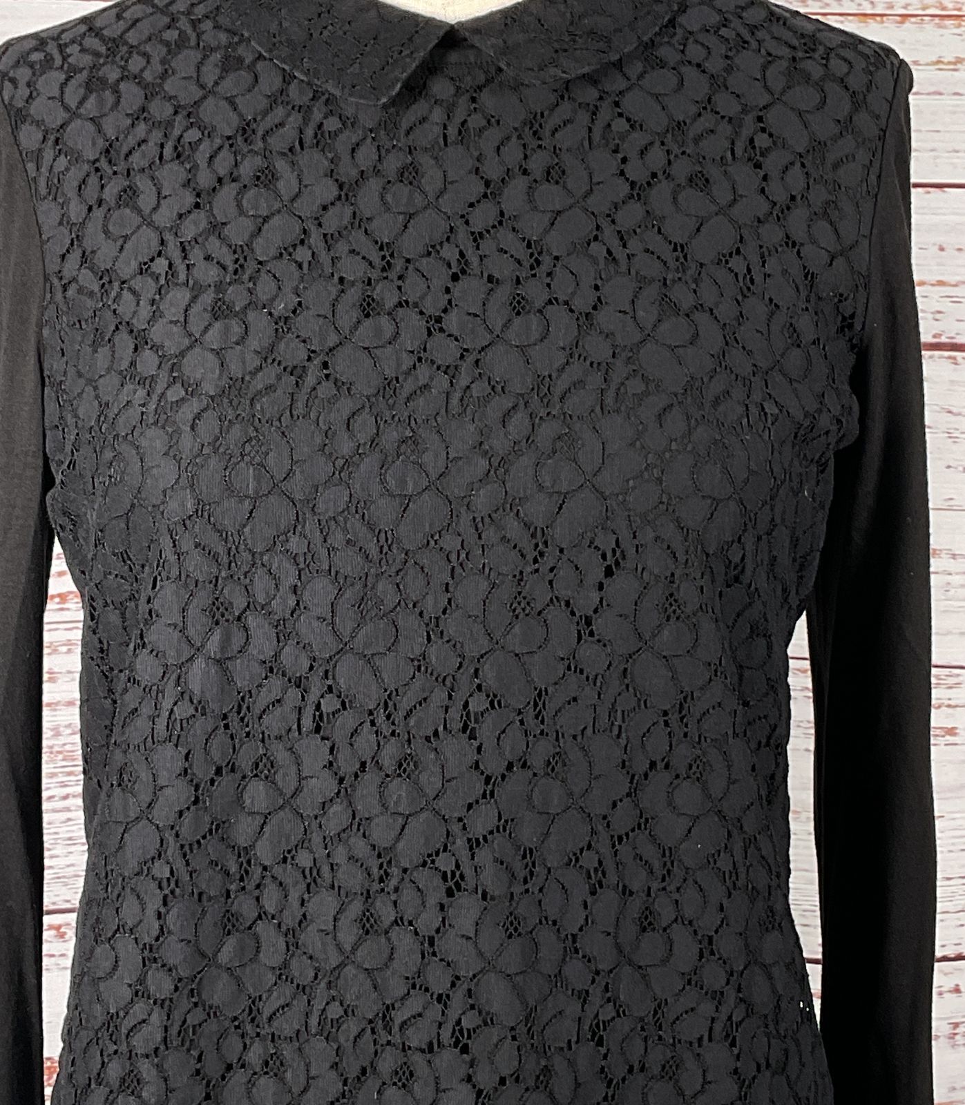 Tory Burch Gabriella Lace Blouse Long Sleeve Top Black M
