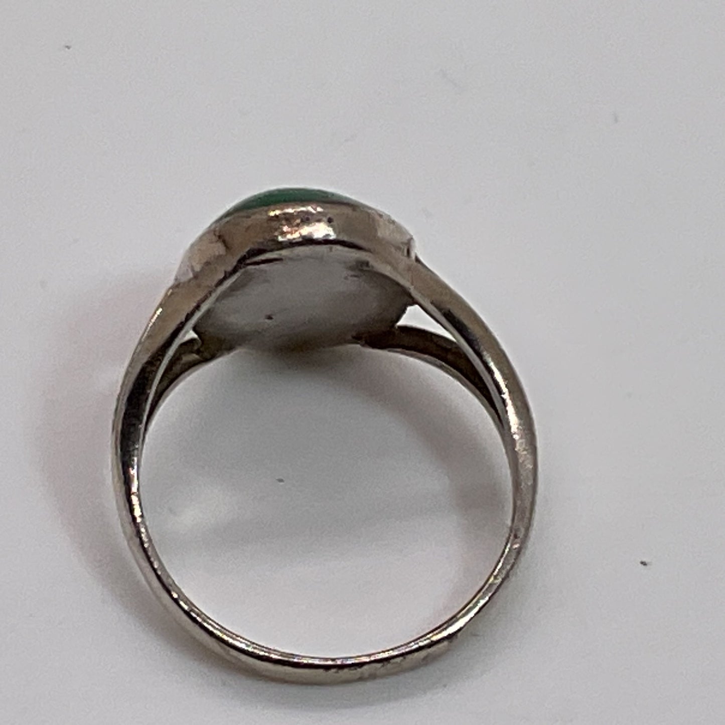 Sterling Silver & Oval Malachite Caged SZ 6.25 Ring- 3.71g