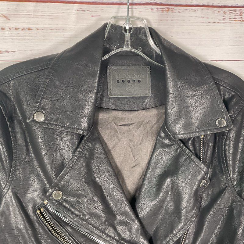 BlankNYC Black Vegan Leather Motorcycle Jacket - Size Small