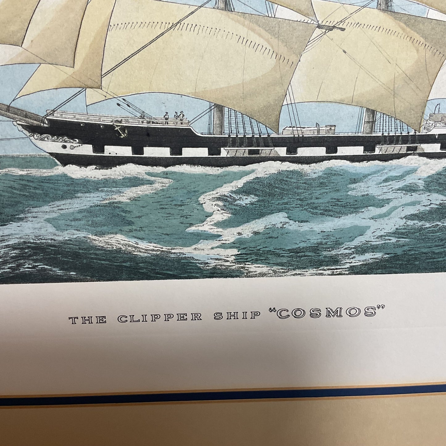 VTG. The Clipper Ship "Cosmos" Nautical Ship Engraved by Edward Duncan