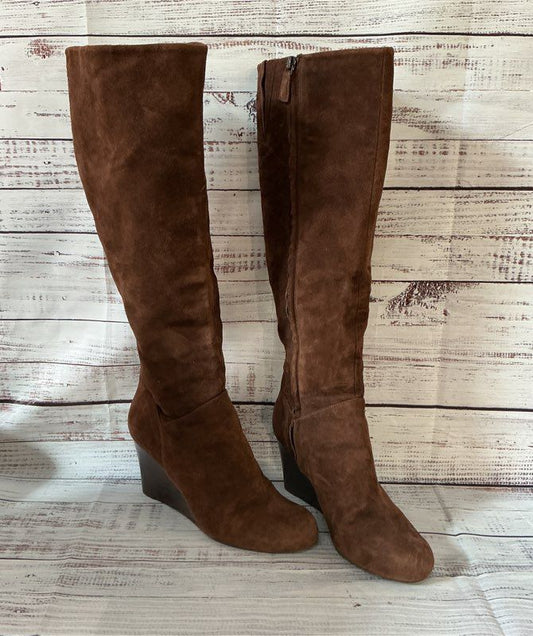 Women's Cole Haan/Nike Air Brown Suede Wedge Knee High Size 8