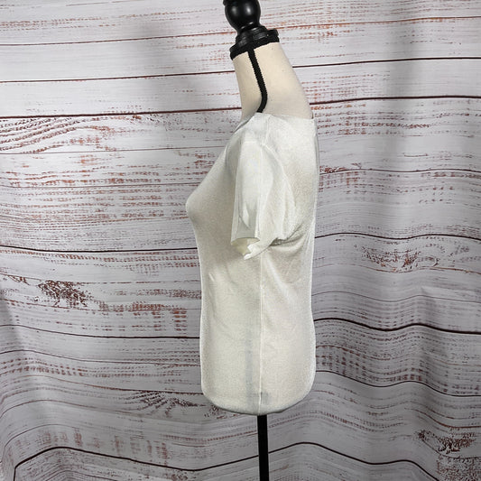 Ellen Tracy Linda Allard White Viscose Knit Shirt Top - Size M