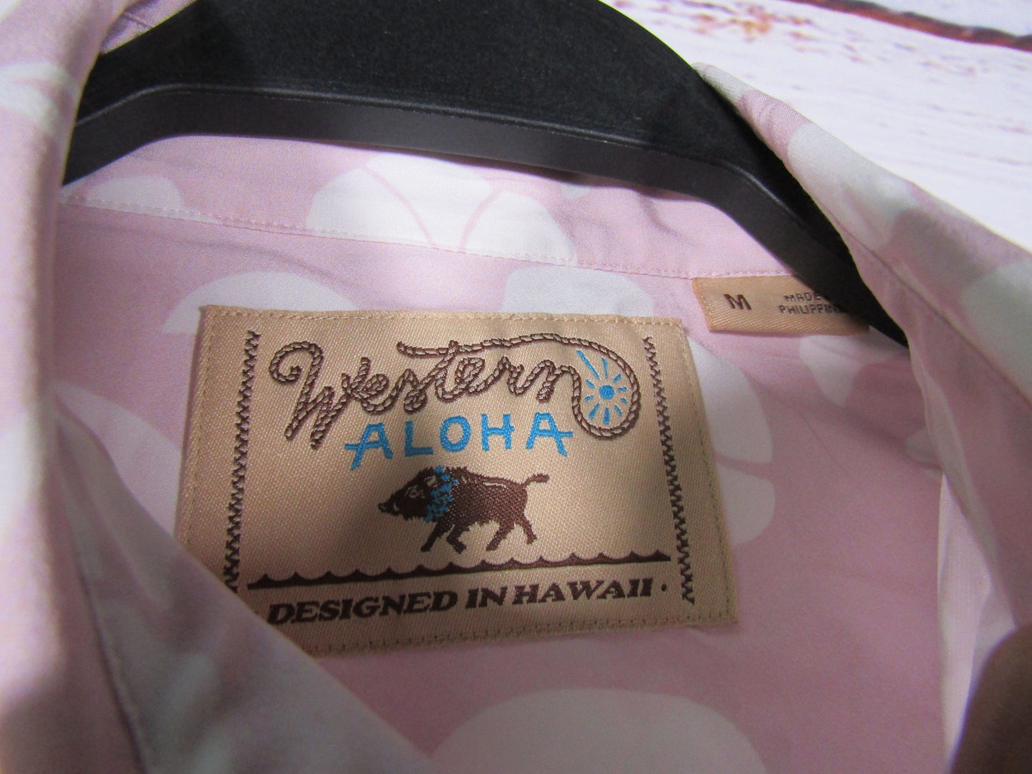 Western Aloha Pohuehue Men's Pink Floral Short Sleeve Shirt Size M