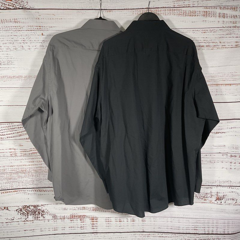 Pierre Cardin 2 pc. Button Up Dress Shirt Lot Black/Gray Men's Size XL