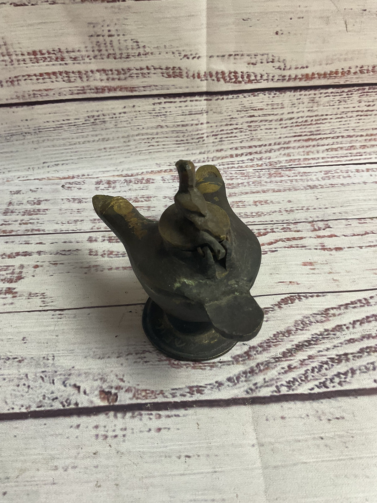 Vintage/Antique Bronze Byzantine Double Spouted Oil Lamp