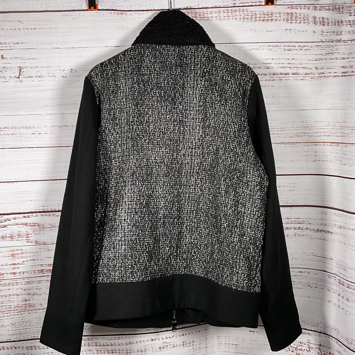 A. TIZIANO Men's Black Gray Tweed Zip Up Jacket- SZ M