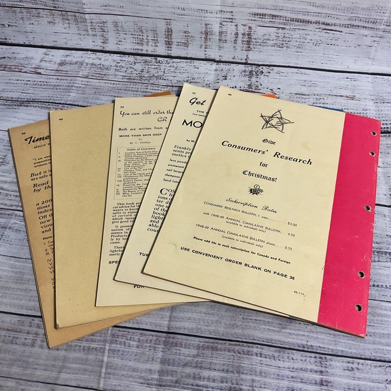 Vintage Lot Of 16 Consumers' Research Bulletin Magazines 1946-1948 (Incomplete)